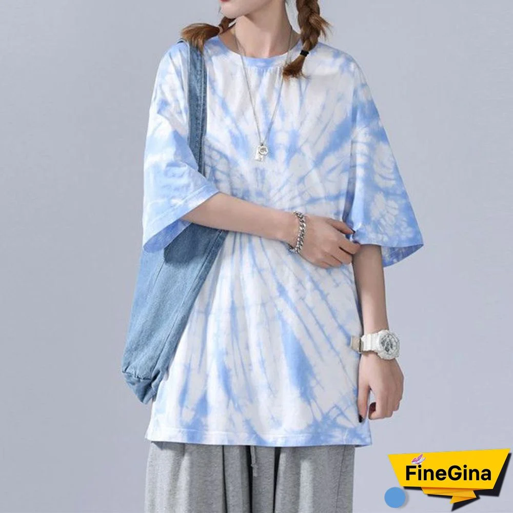 Trendy Casual Gradient Tie Dye Tee Shirts