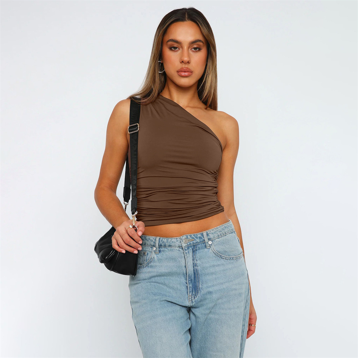 Backless Sexy Off Shoulder Halter Tank Tops Vintage Y2K Clothes T-Shirt Candy Color Tight Sleeveless Neckless Slim Casaul Top