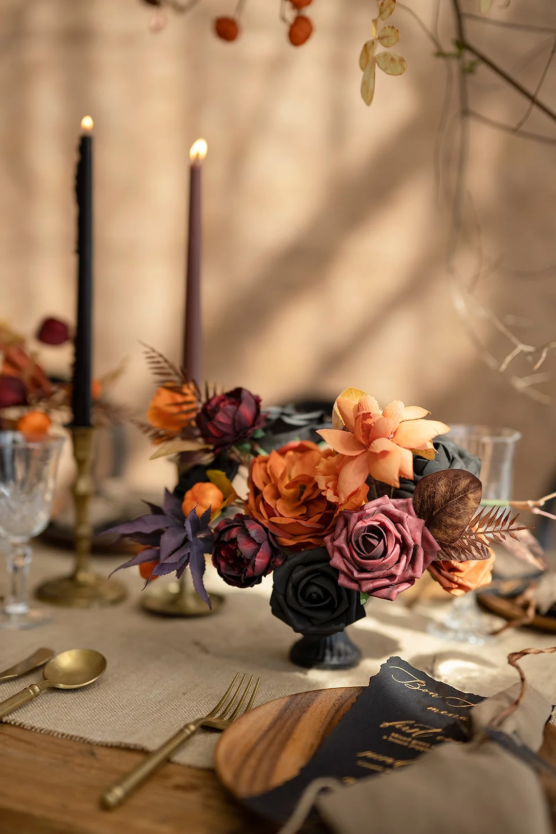 DIY Wedding Centerpiece Packages in Black & Pumpkin Orange