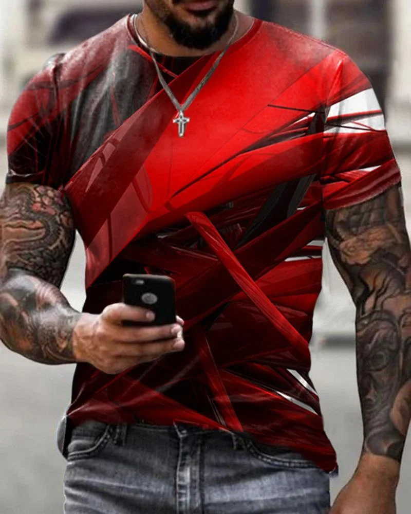 Men New Print Casual T-shirt-13