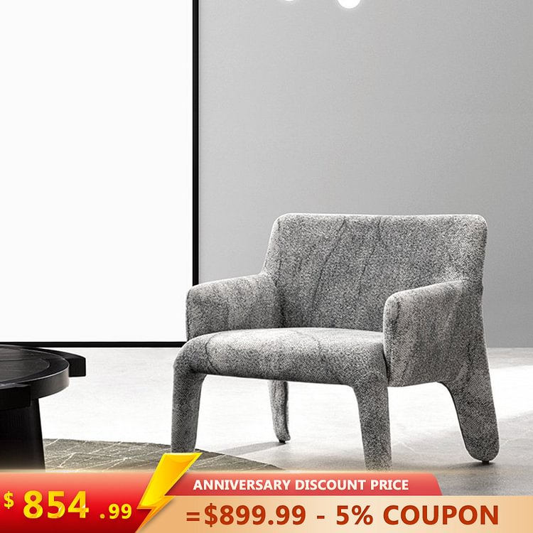 Homemys Modern Gray Boucle Upholstered Accent Chair with Wide Back