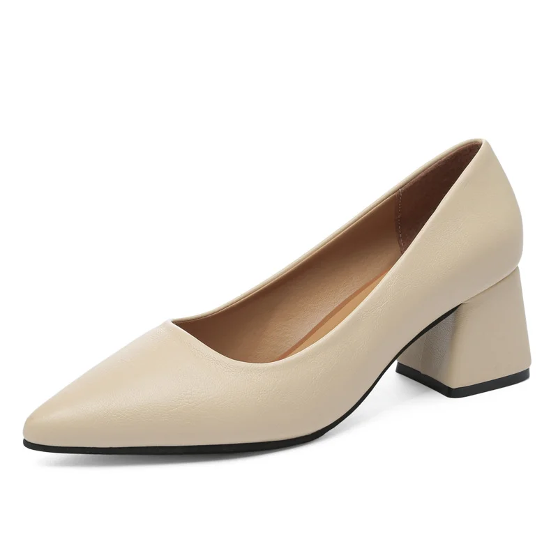 Breakj Breakj Temperament Light-Mouthed High-Heeled Shoes Korean Version Of Coarse Heel Single Shoes Four Seasons Professional Fashion Women's Shoes Size 41