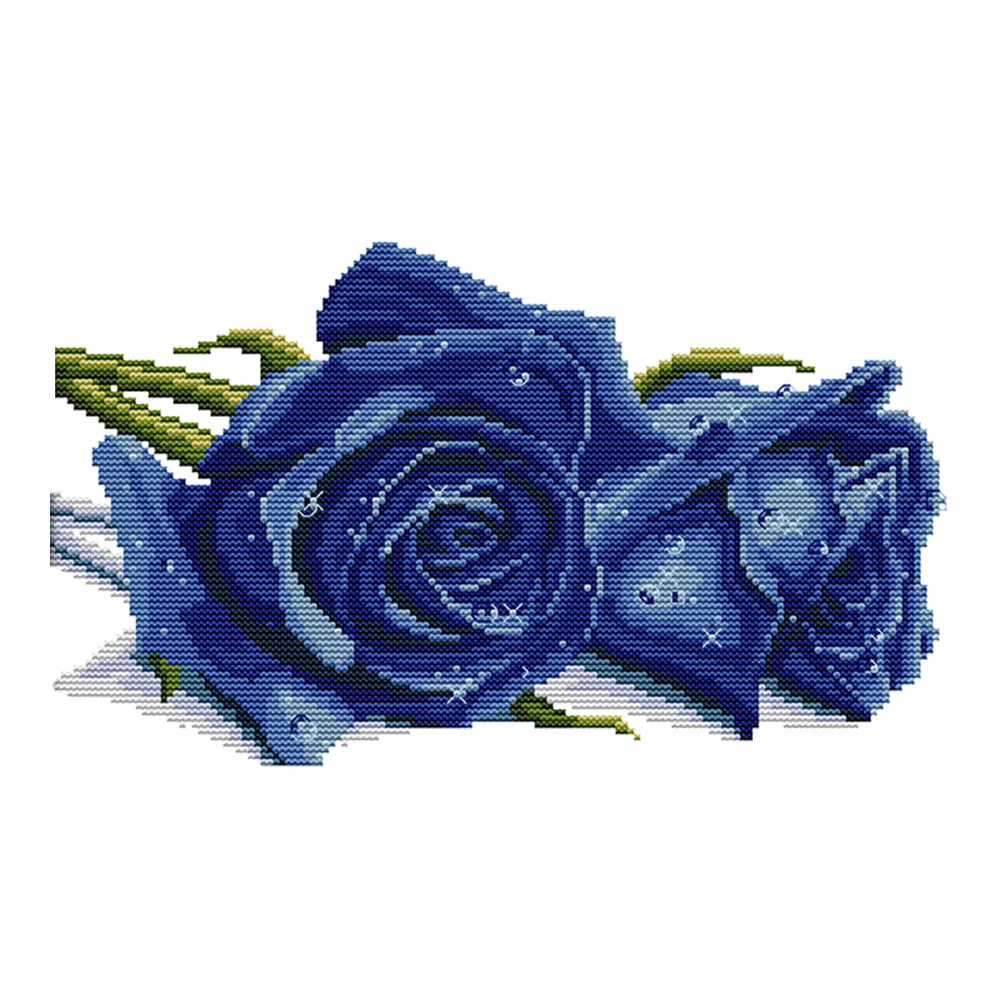 14CT Joy Sunday estampado punto de cruz azul rosa (34 * 21cm)