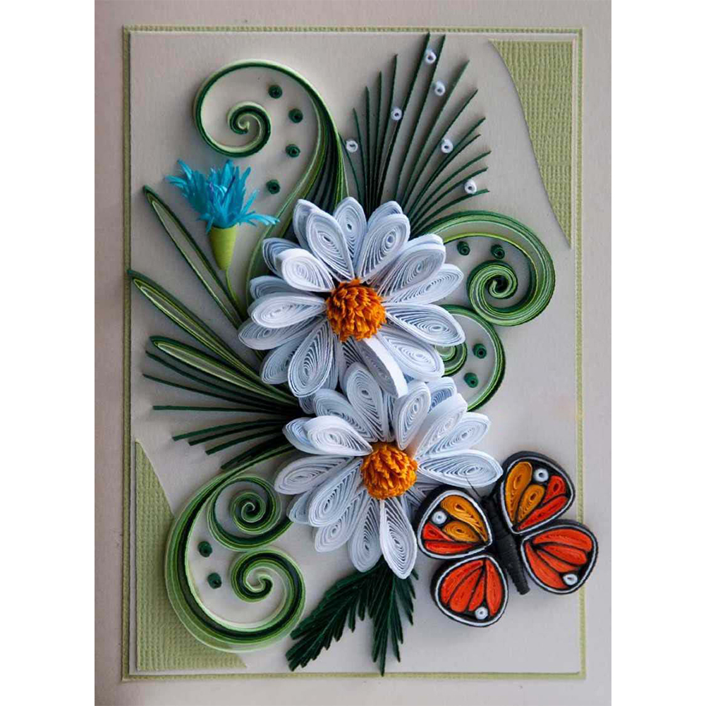 Paper Quilling Butterfly Flower 30*40cm(canvas) beautiful special shaped drill diamond painting