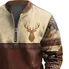 Stylish Deer Motif Quarter-Zip Sweatshirt For Outdoor Enthusiasts by Inlyline
