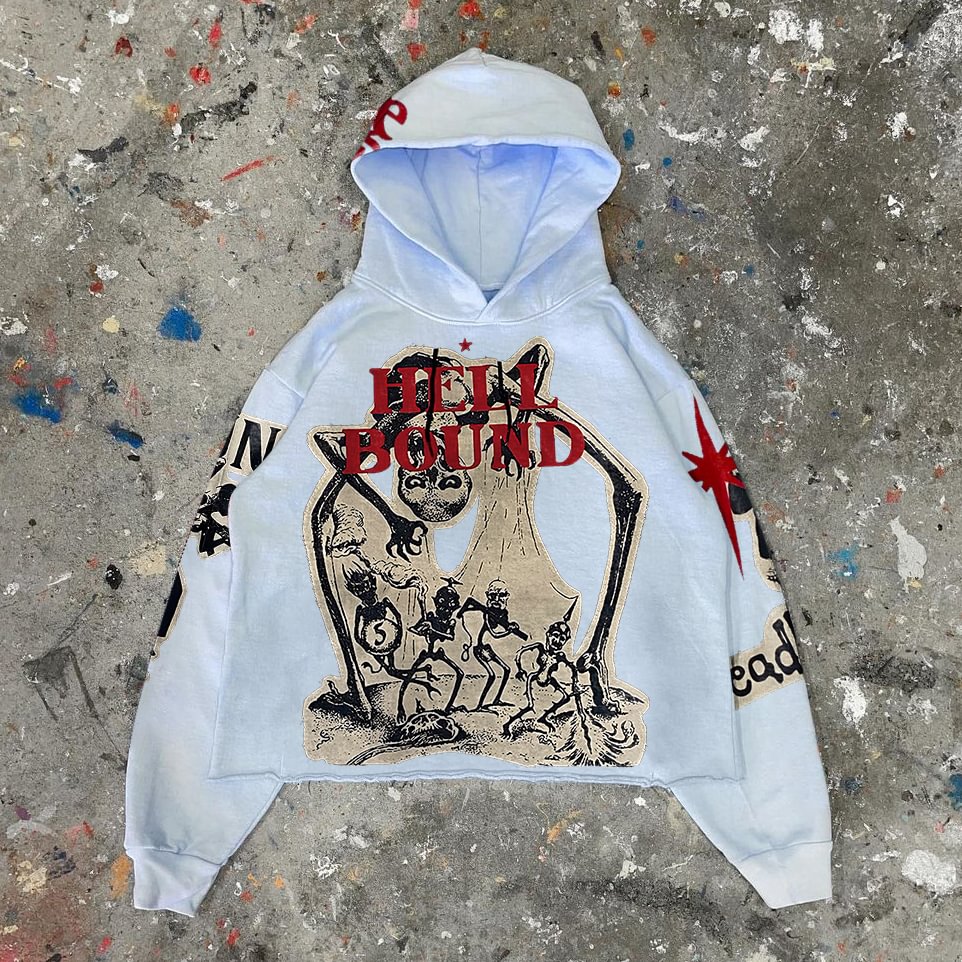 Trendy Retro Print Casual Long Sleeve Hoodie