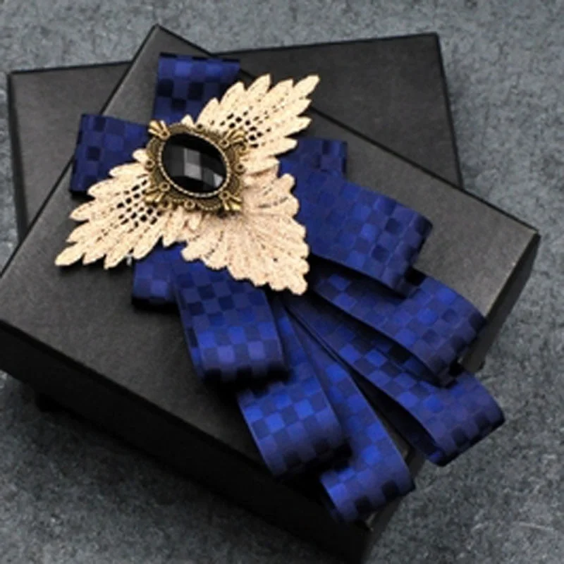 Fashion New Casual Multilayer Bowtie Diamond Brooch Rhinestone Red Bow Tie Brooch Set Wedding Groom Groomsmen Pocket Square Men