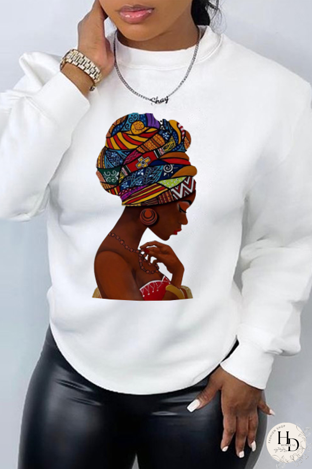 Black Fashion Casual Print Split Joint O Neck Tops