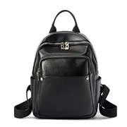 black mini backpack black zipper three compartments Ivy Main interior compartment and exterior pocket provide ample space for your belongings SYTRAH Mini Backpack for Women