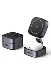2 in 1 Qi2 Magnetic Foldable Charging Station, Fast Wireless Charger Compatible with iPhone 15 14 13 12, Airpods3 2 Pro (Without AC Adapter)