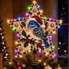 DIY Diamond Painting Wooden Christmas Tree Topper Star With Light, Double Side Drills,Holiday Tree Top Decoration with Spring Base, Removable Tabletop Christmas Decor