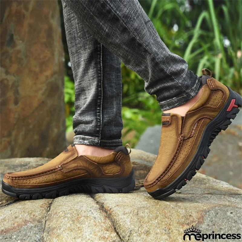 Outdoor Climbing Non-Slip Breathable Soft Rubber Men Leather Shoes