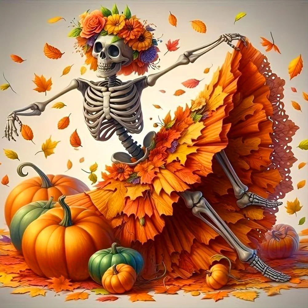 Diamond Painting - Full Round Drill - Halloween Skull(Canvas|40*40cm)