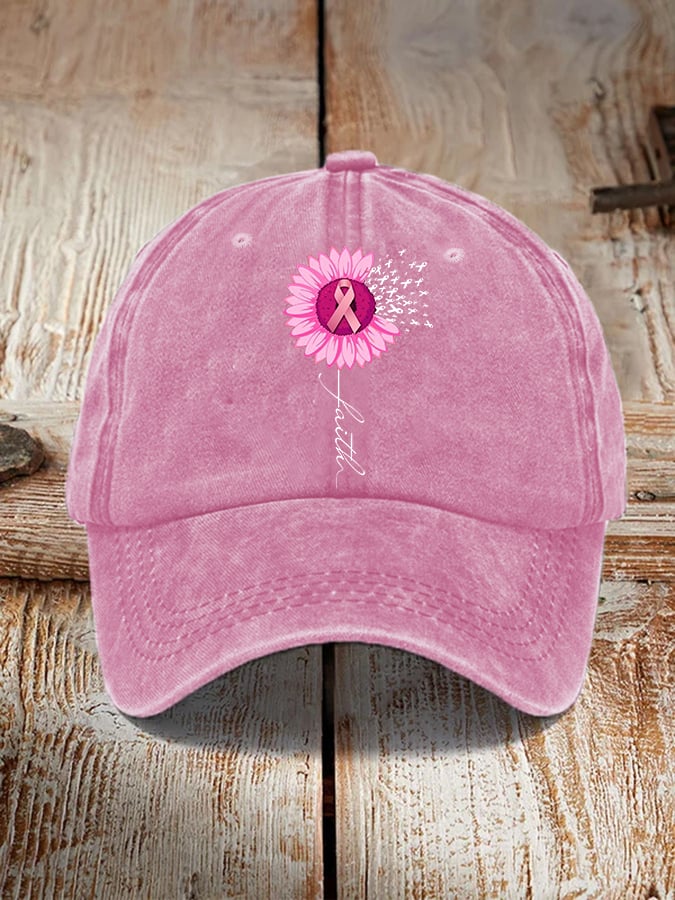 Pink Ribbon Faith Breast Cancer Warrior Supporter Hat