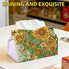 Sunflower Butterfly 24cm DIY Diamond Painting Rhinestones Decorative Tissue Box Reusable Crystal Mosaic PU Tissue Holder for Home Car Desk Decoration Craft