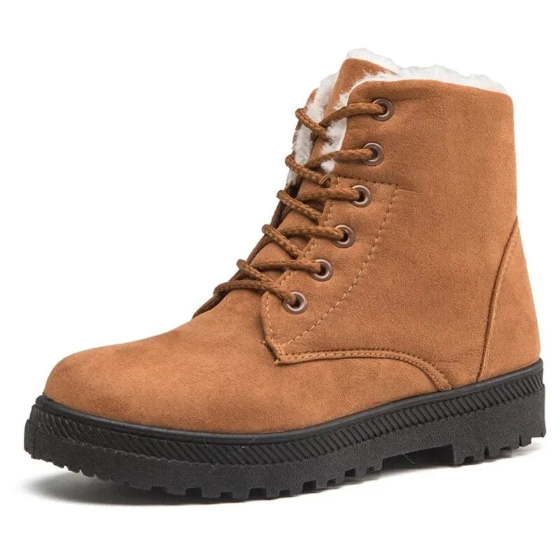 Women Shoes Retro Style Boots Female Women Shoes For Women Winter Boots 2020 Warm Fur Suede Lace-Up Botines Mujer Plus Size