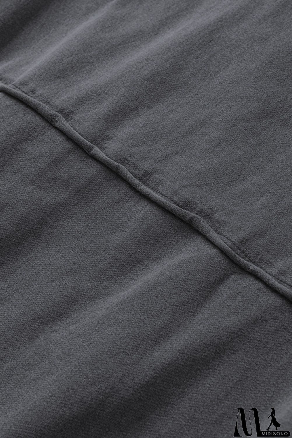 MidiSono - Zipped Front Stitching Hooded Sweatshirt