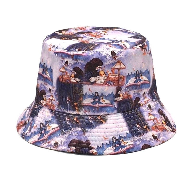 Unisex Fashion Geometric Printing Flat Eaves Bucket Hat