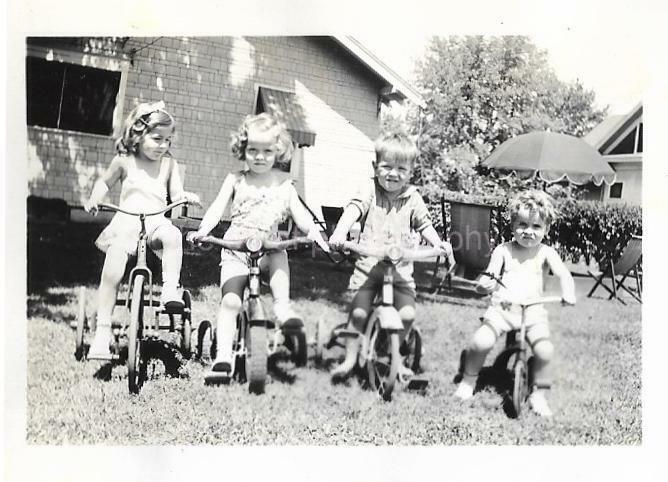 BIKE KIDS Found ANTIQUE Photo Poster paintingGRAPH bw 1930'S CHILDREN Original VINTAGE 111 13 D