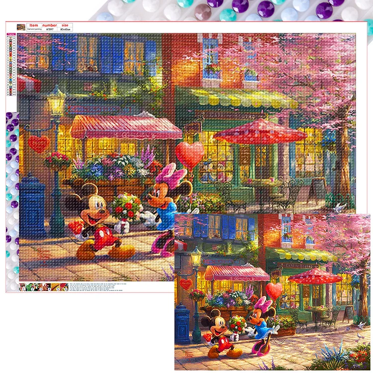 Mickey Mouse And Minnie Mouse Giving Gifts 80*60CM(Canvas) Full Round Drill Diamond Painting gbfke