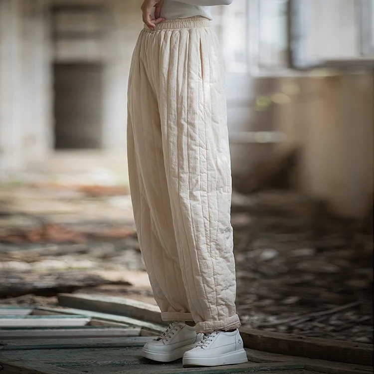 Casual Warm Cotton Thickened High Waist Pants - yankia