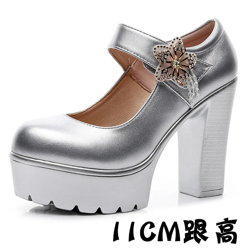 Breakj Breakj High-Heeled High-Heeled Waterproof Table Thick-Soled Model Walking Shoes Magic Beaded Women's Shoes With Cheongsam Shoes