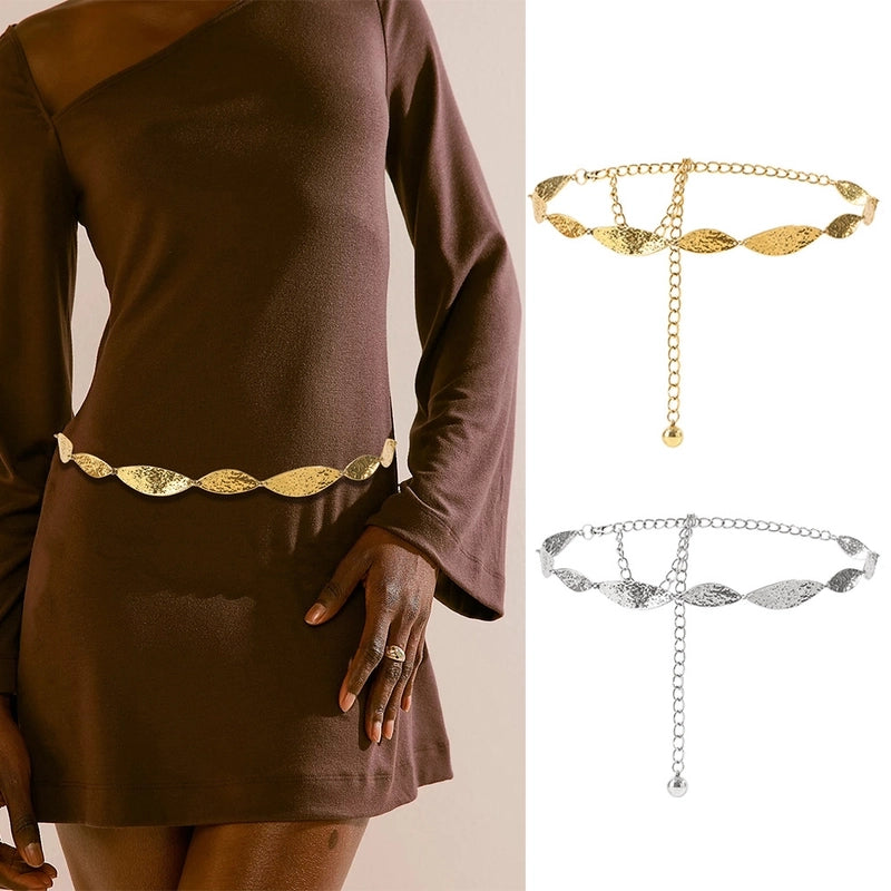 Basic Solid Color Plastic Women's Chain Belts