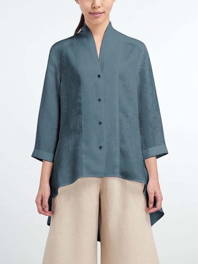Cotton And Linen Kimono Neck Tunic