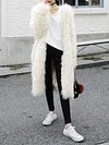 Fashion Faux Fur Solid Color Loose Long Sleeves Coat