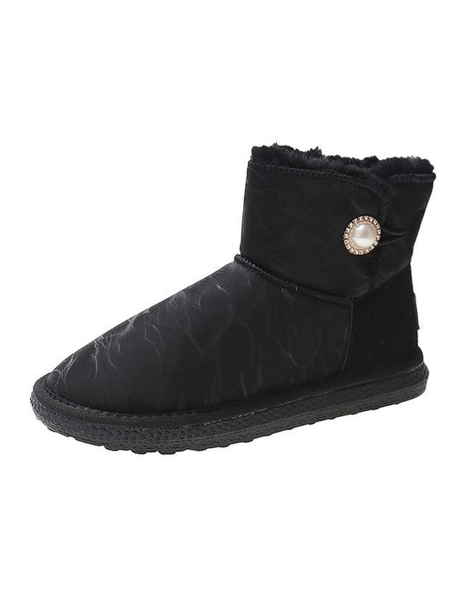 Simple Pearl Rhinestone Warm Snow Snow Boots CS550- Fabulory
