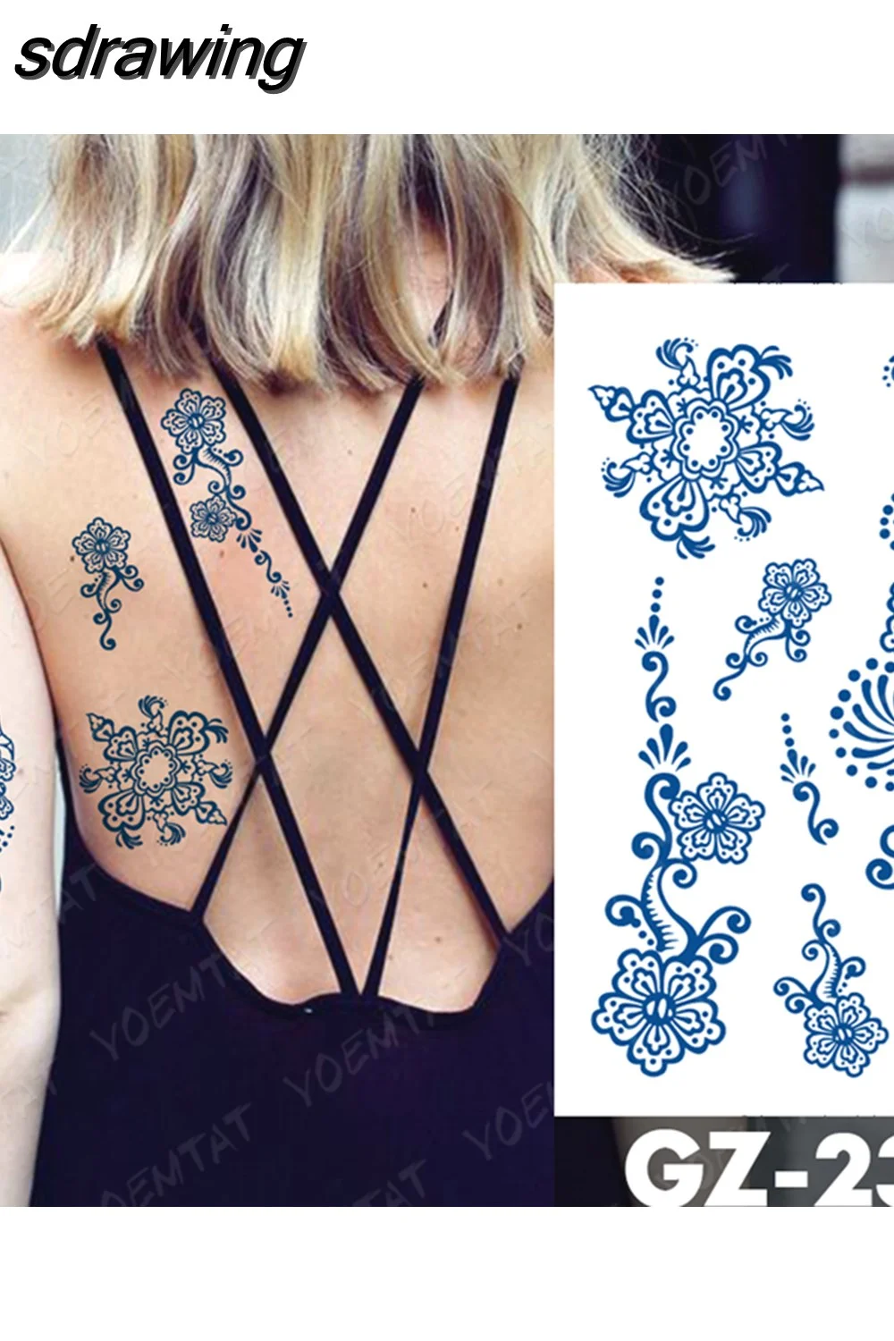 sdrawing Ink Tattoos Body Art Lasting Waterproof Temporary Tattoo Sticker Rose Flower Pearl Tatoo Arm Fake Butterfly Peony Tatto