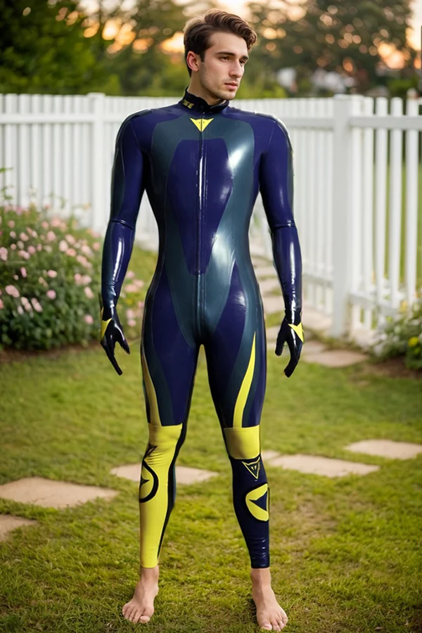Men Latex Catsuits Motogp Biker Racing