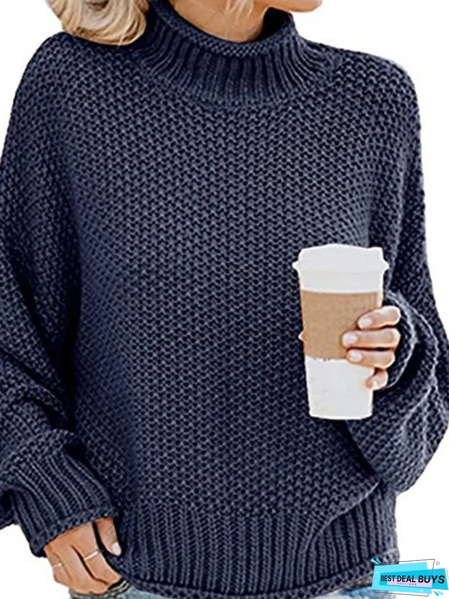 Turtleneck Dropped Shoulder Sweater