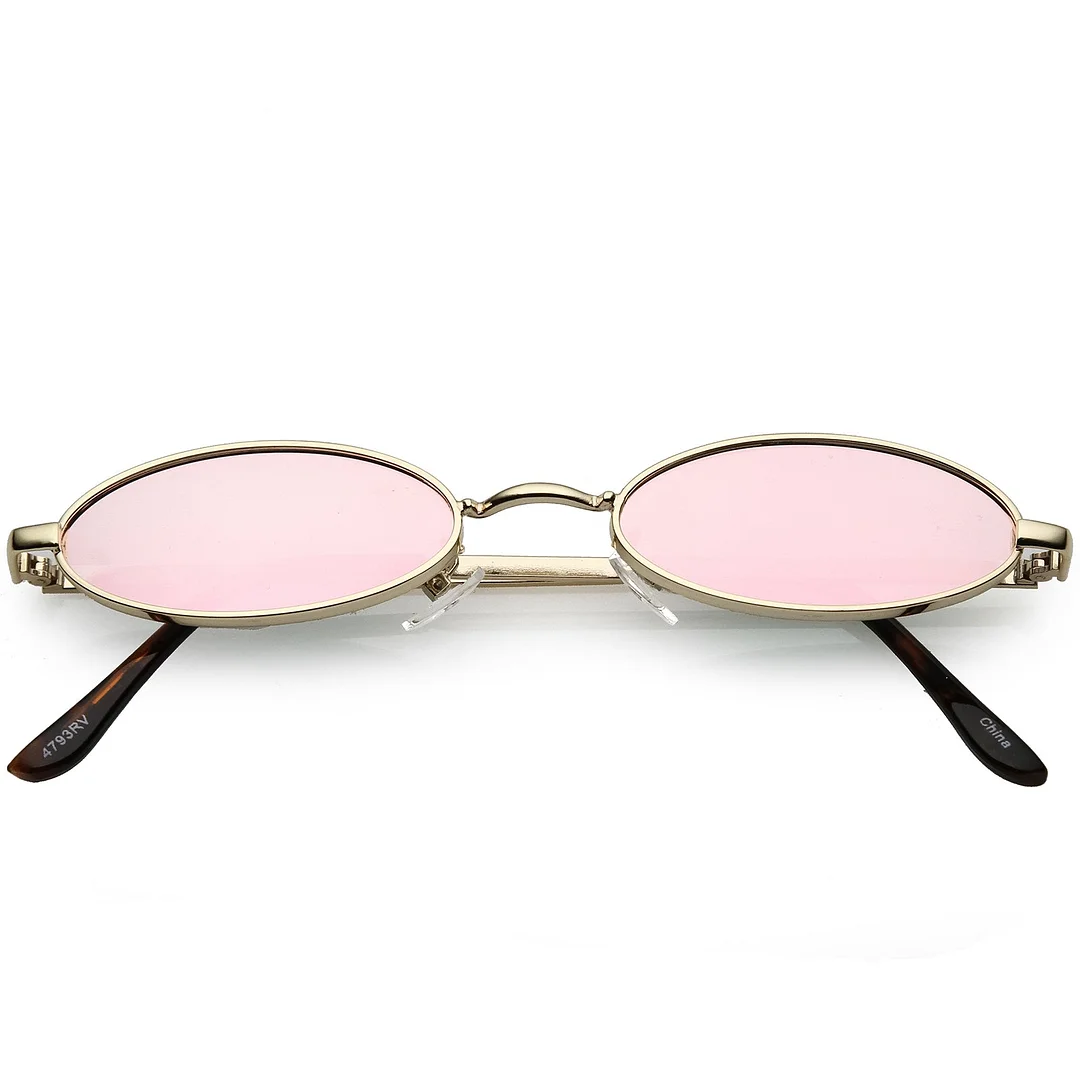 Extreme Small Oval glasses Color Mirrored Flat Lens 51mm