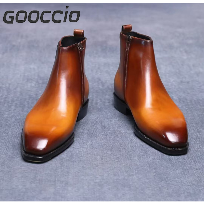 TV009 Prenium Calf-Skin Dress Boots/Chelsea Boots For Men  GOOCCIO  