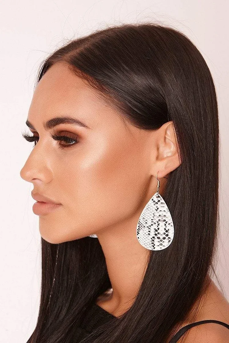 Samara White Snake Print Drop Earrings Katch Me
