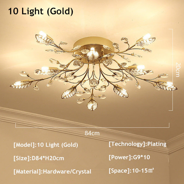 Vintage LED Ceiling Light Crystal Ceiling Lamp For Living Room Loft