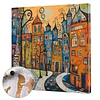 Framed Colorful Town-Paint by Numbers Acrylic Painting 35*35CM