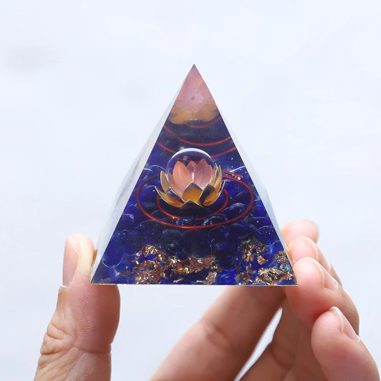 Natural Crystal Orgonite Pyramid Healing Chakra Energy Orgone Generator (E)