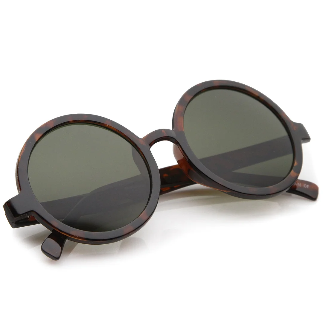 Classic Retro Horn Rimmed Neutral-Colored Lens Round glasses 52mm