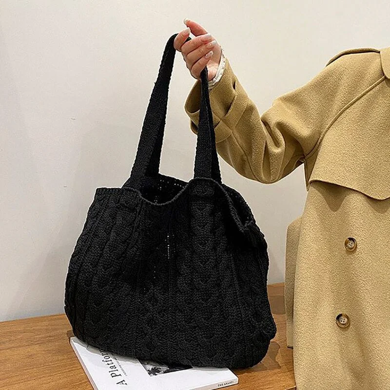 Women's Bag Totes Large Capacity Shopper Fashion Casual Knitting Autumn Winter New Soft Designer Handbags For Women Shoulder Bag