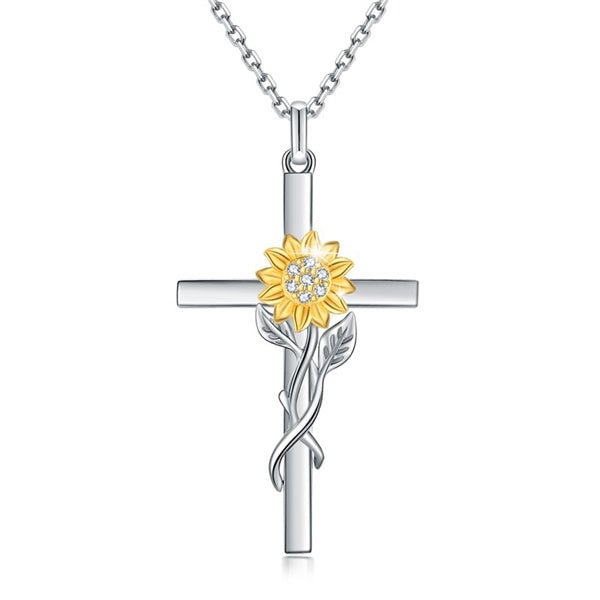 Cross Sunflower Necklace