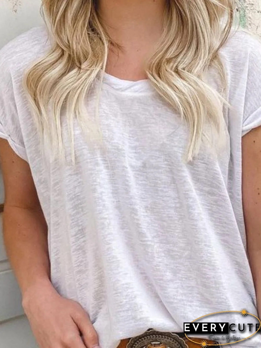 Short Sleeve Crew Neck Solid Cotton T-shirt