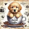 Golden Retriever In Coffee Cup-11CT Stamped Cross Stitch 40*40cm/15.75*15.75in