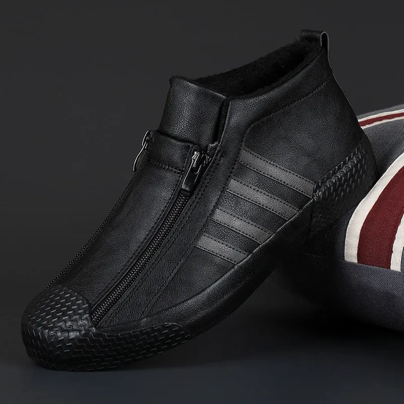 Fashion Casual Men Plush Shoes Outdoor Non-slip Wear-resisting Male Sneaker Winter High-top Warm Lined Footwear All-match Trend