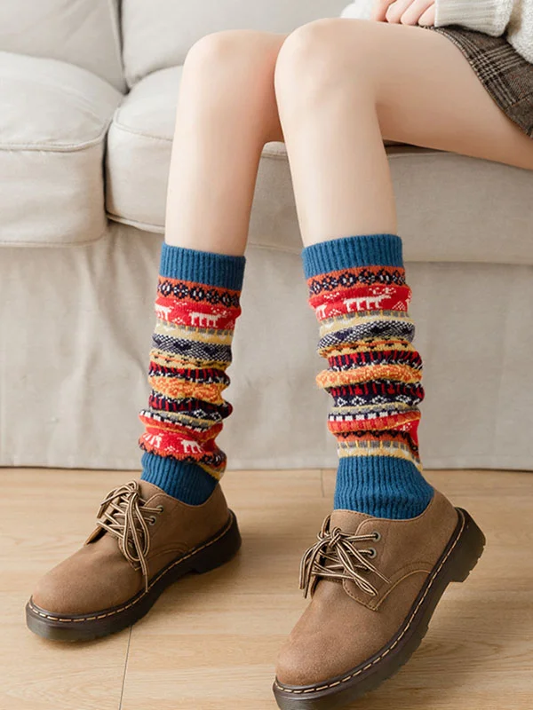 Casual Contrast Color Stamped Leg Warmers Accessories