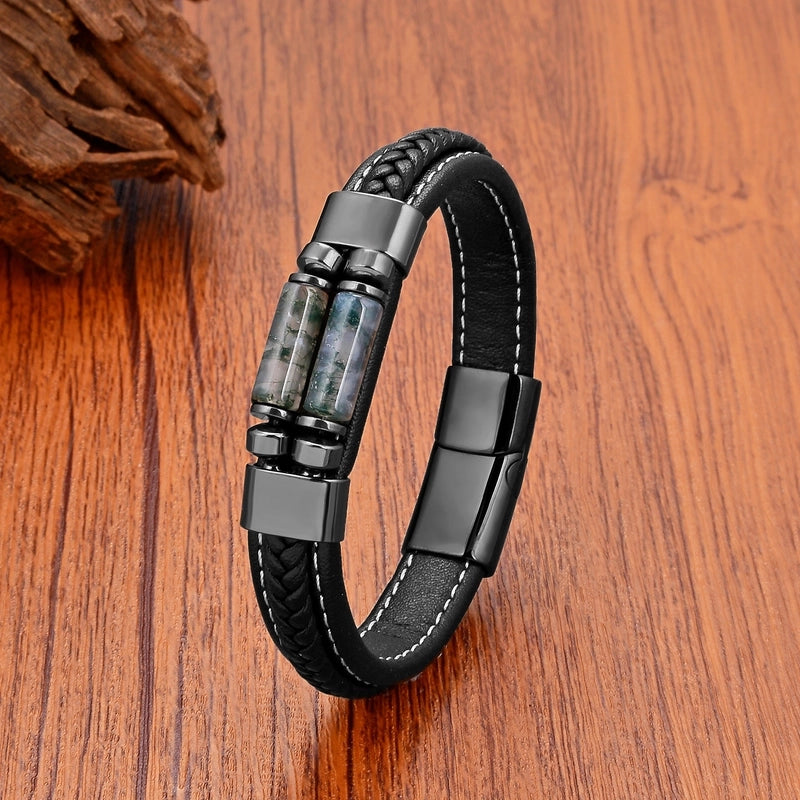 Modern Style Commute Geometric Leather Rope Metal Men’s Bracelets