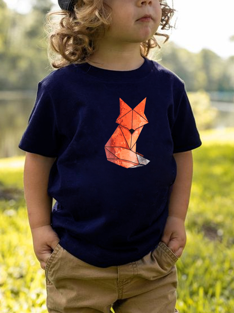 Geometric Fox Printed Boy's T-Shirt