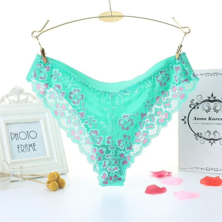Ladies sexy lace panties, low-waist panties, floral embroidered panties, transparent T-back, thongs, lingerie underwear 2021 new