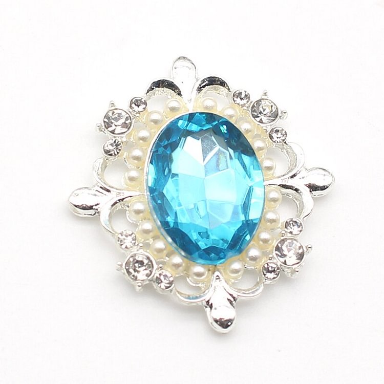 10pcs/Lot 31*34mm Silver Oval Hollow Alloy Rhinestone Buttons DIY Sewing Clothing Decoration